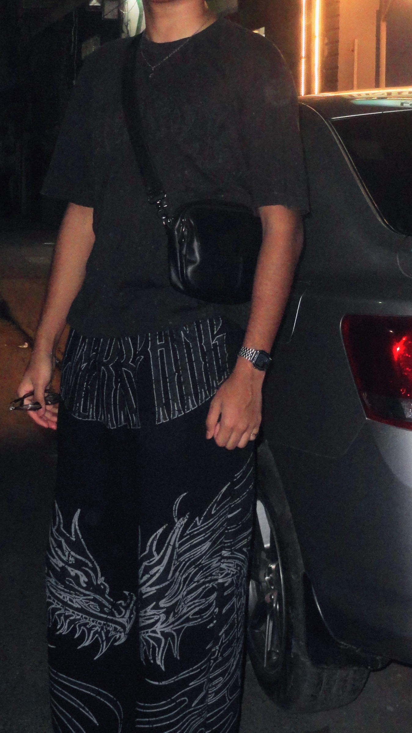 Dragon-print trousers, night
